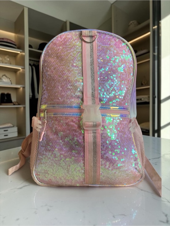 Justice Other - Justice Girls Iridescent Sequin Backpack Pink Pastel School Bookbag